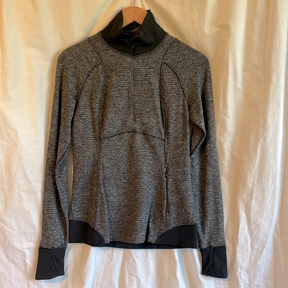 Lululemon Runderful 1/2 zip Black Heathered Slim Fit Running Jacket - Picture 2 of 12